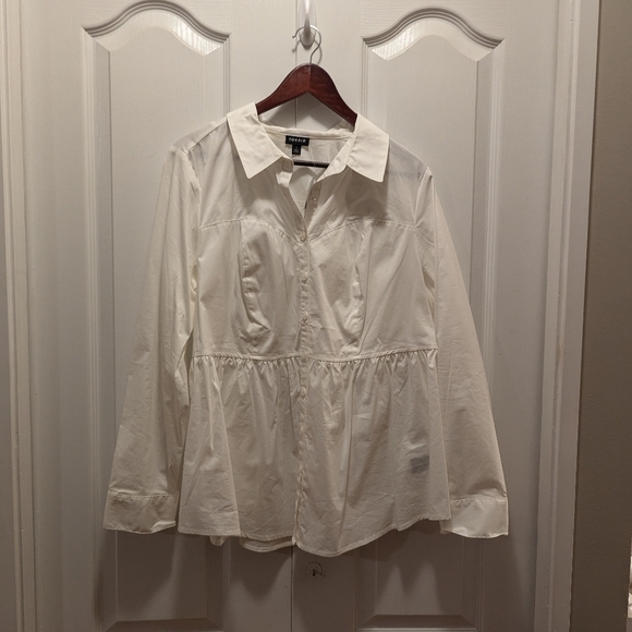 Torrid Poplin Corset Detail Smocked Back Button Up Shirt Sz 1 - Picture 2 of 4